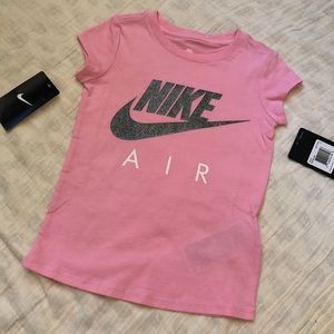 Nike Air Girl T-Shirt ~ Pink, Gunmetal Grey Glitter & White